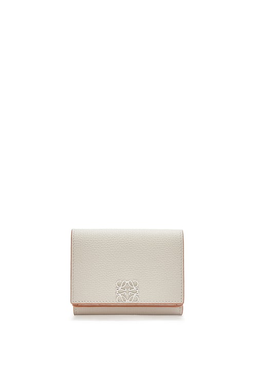 LOEWE 石紋小牛皮 Anagram 三摺錢包 淺灰色