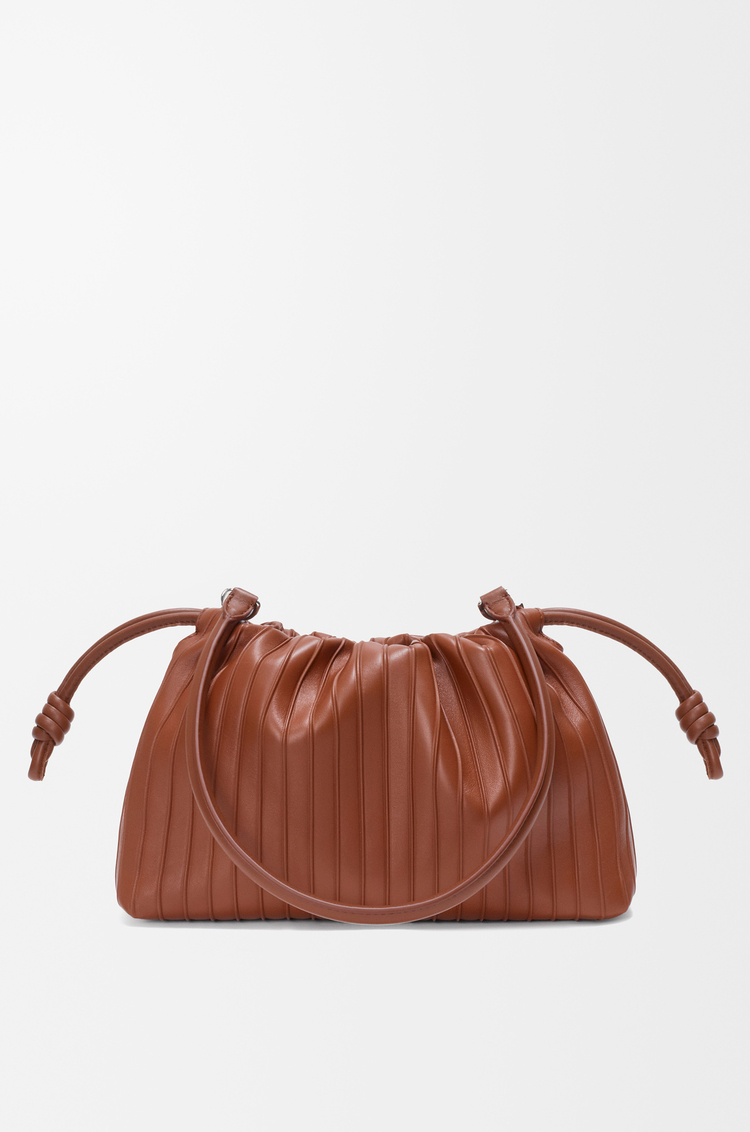 LOEWE Medium Flamenco Pleats purse in nappa lambskin Pecan