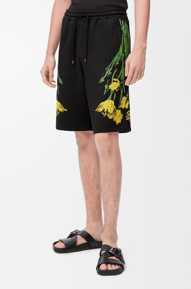 LOEWE Pantalón corto en algodón Negro/Multicolor