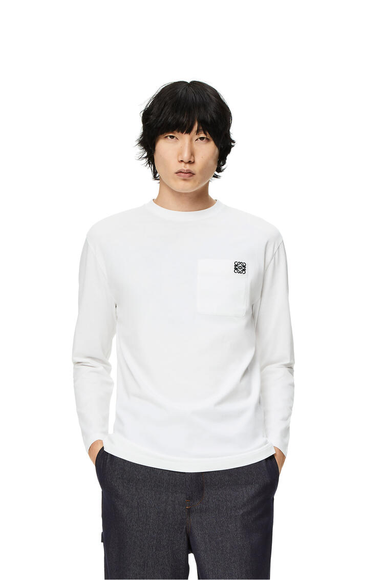LOEWE Camiseta de manga larga en algodón con anagrama Blanco pdp_rd