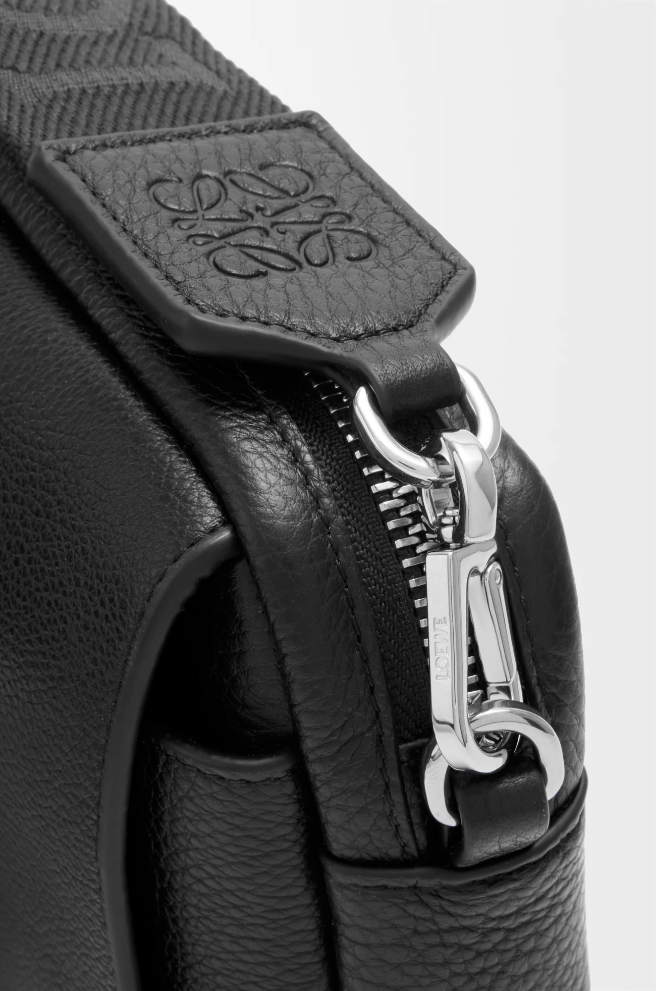 LOEWE Small Pebble messenger bag in supple grained calfskin Black