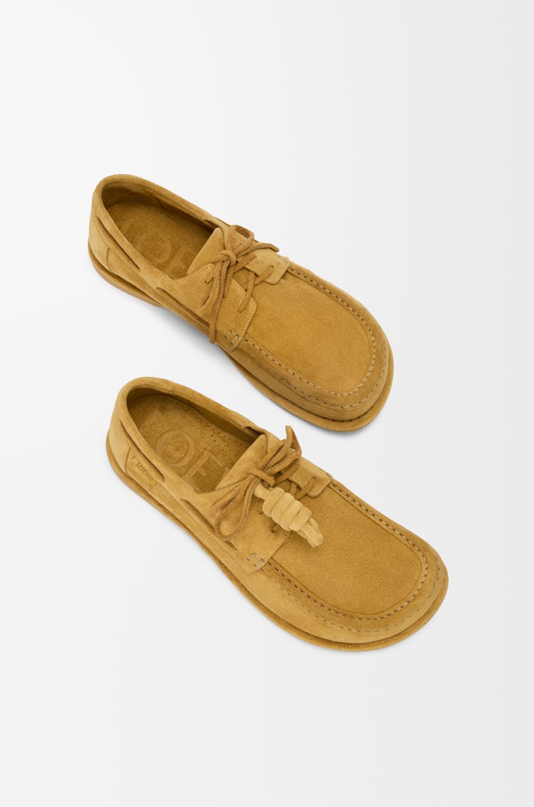 LOEWE Campo boat shoe in calfskin suede Medium Tabacco