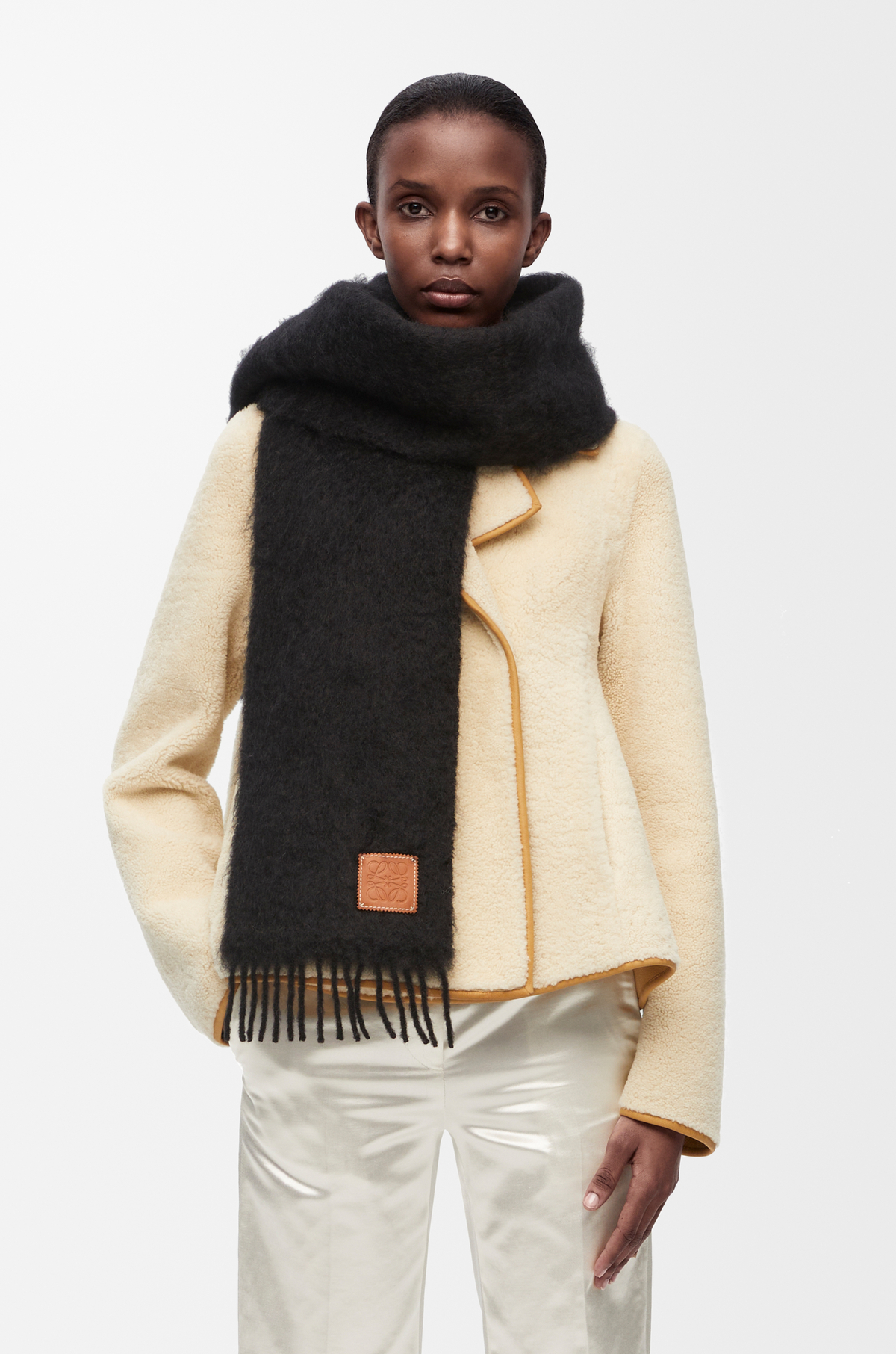 Scarf in mohair and wool Black - LOEWE USA Official Website