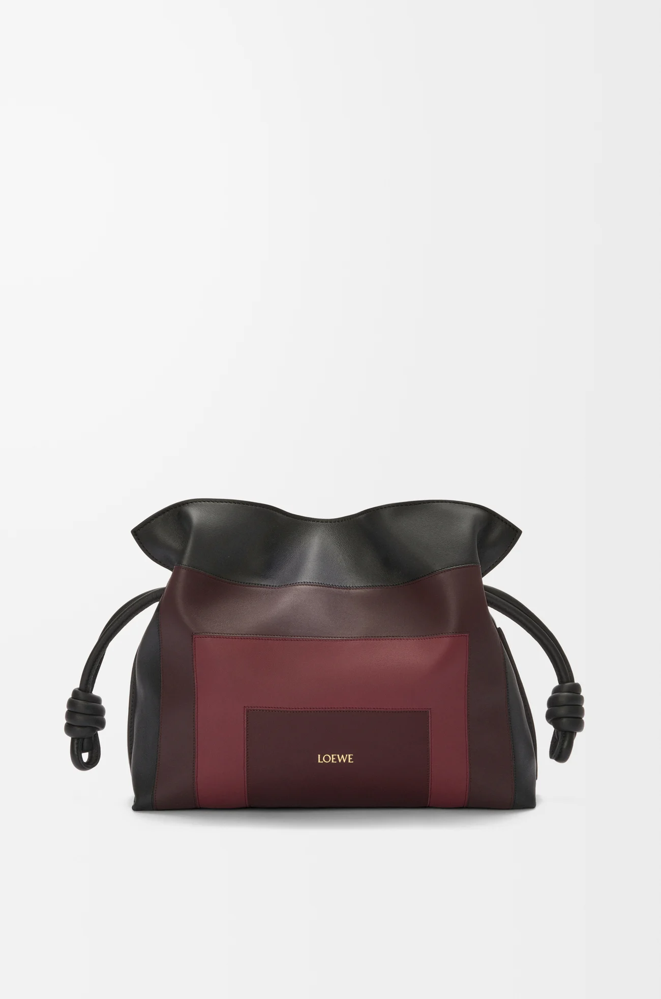 LOEWE Borsa Flamenco Clutch media in nappa di vitello Black/Burgundy