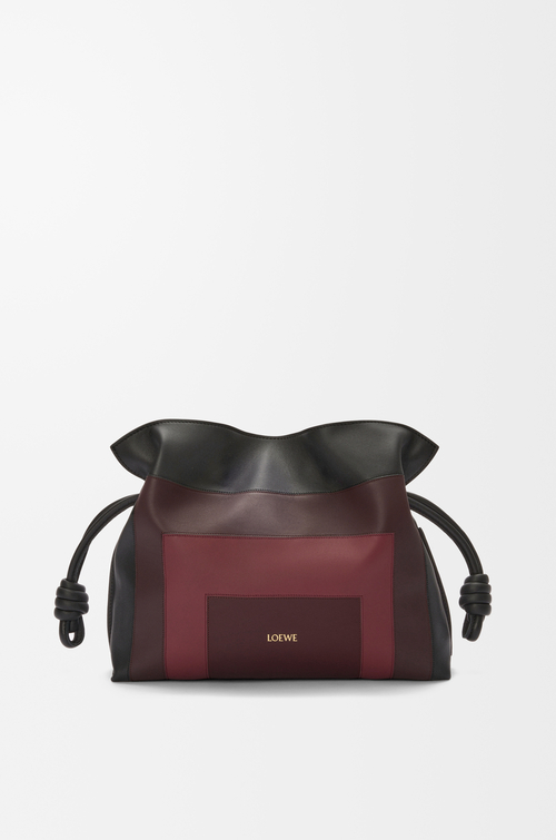 LOEWE Mittelgroße Flamenco Clutch aus Nappa-Kalbsleder Black/Burgundy