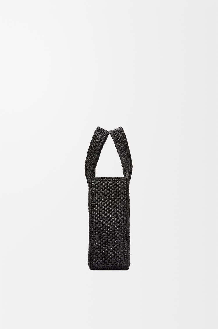 LOEWE Mini LOEWE Font tote in raffia Black