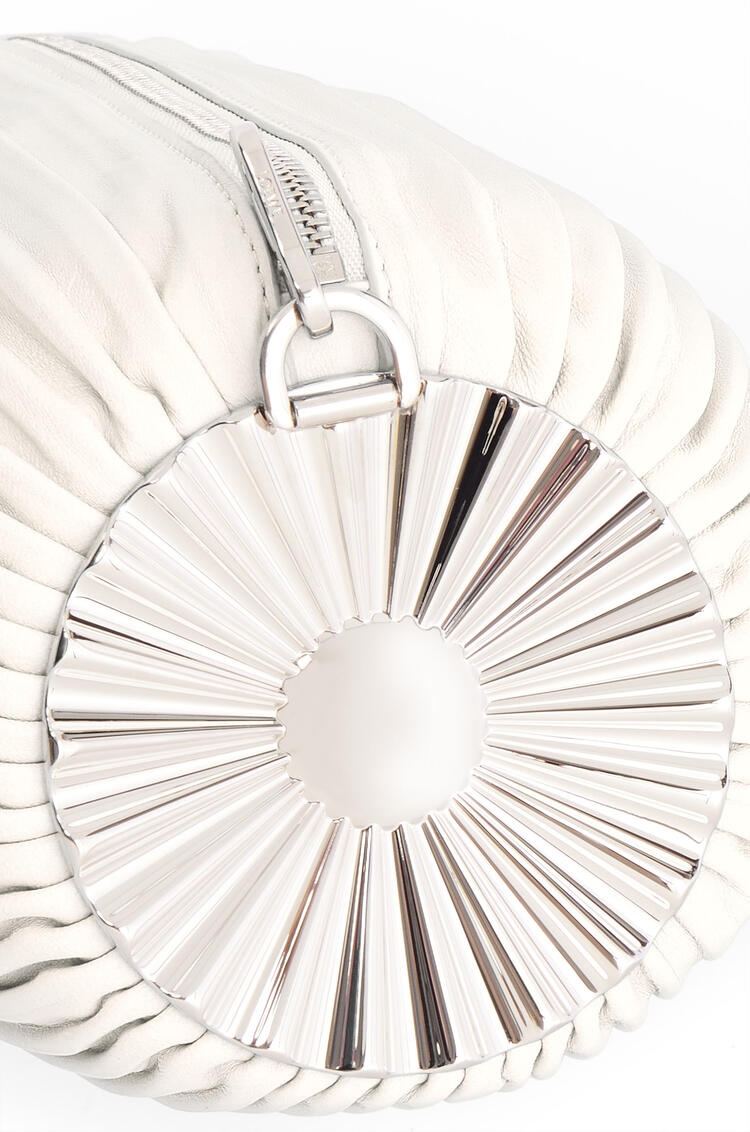 LOEWE Bracelet pouch in pleated nappa with solar metal panel Soft White pdp_rd