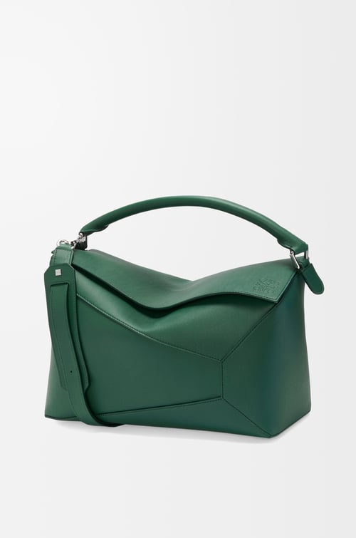 LOEWE Bolso Puzzle grande en piel de ternera Verde Oscuro