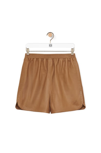 LOEWE Shorts in nappa lambskin Light Grey/Brown
