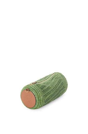 LOEWE 酒椰纤维和牛皮革手链小包 绿色/棕褐色 plp_rd