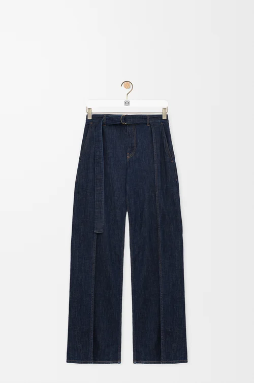 LOEWE Pantalón vaquero con cinturón en denim Azul Índigo