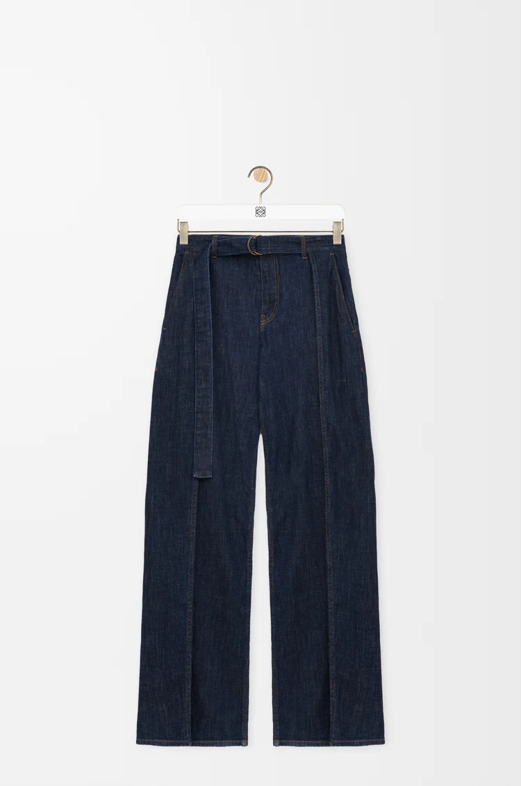 LOEWE Pantalón vaquero con cinturón en denim Azul Índigo