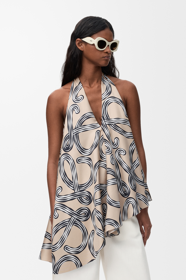 LOEWE 丝绸上衣 米黄色/黑色