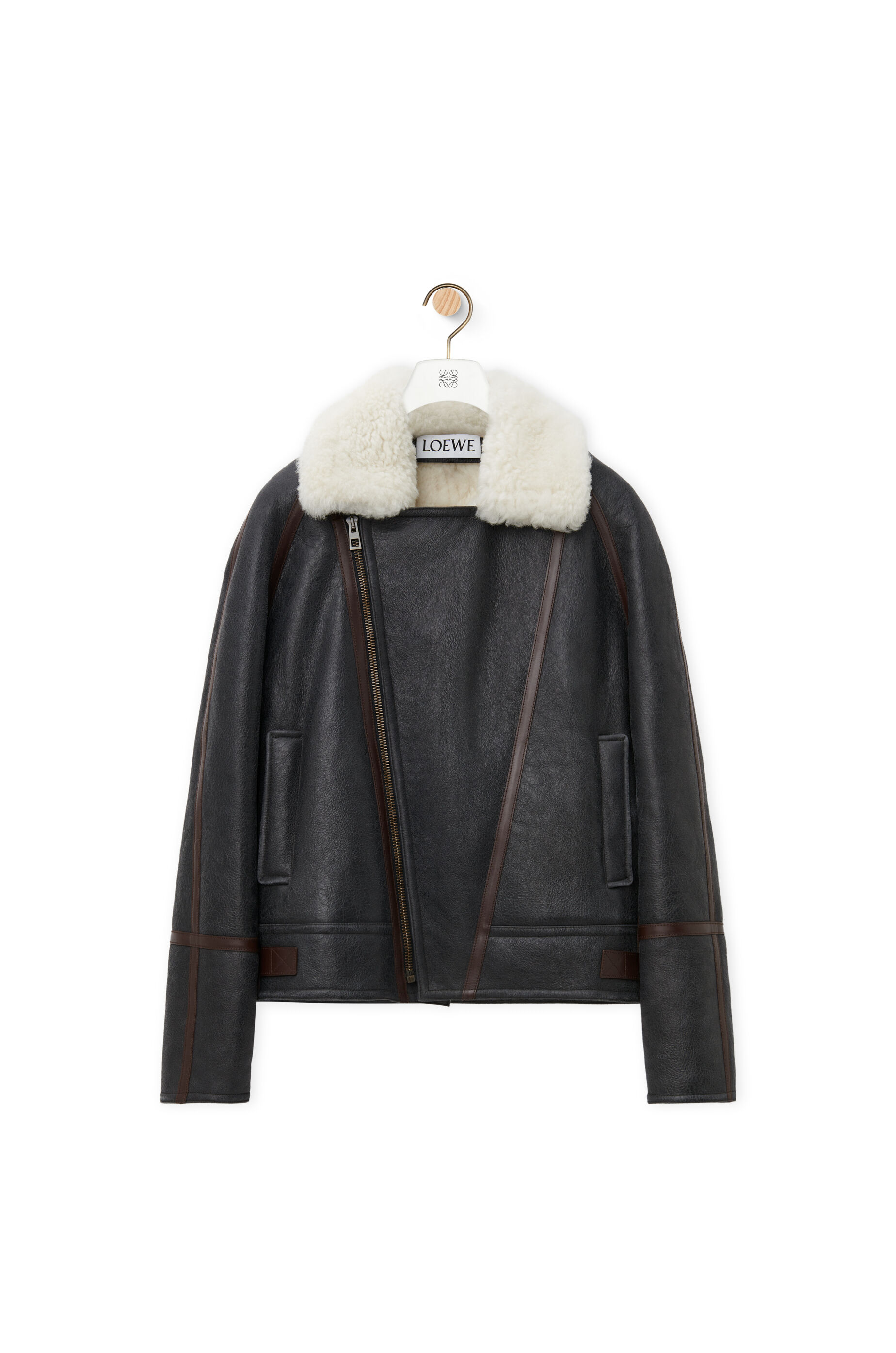 Aviator jacket in shearling White Black LOEWE