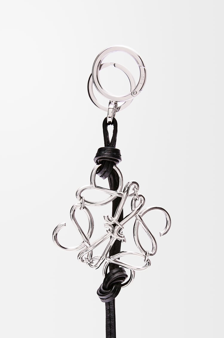 LOEWE Anagram charm in calfskin Palladium/Black