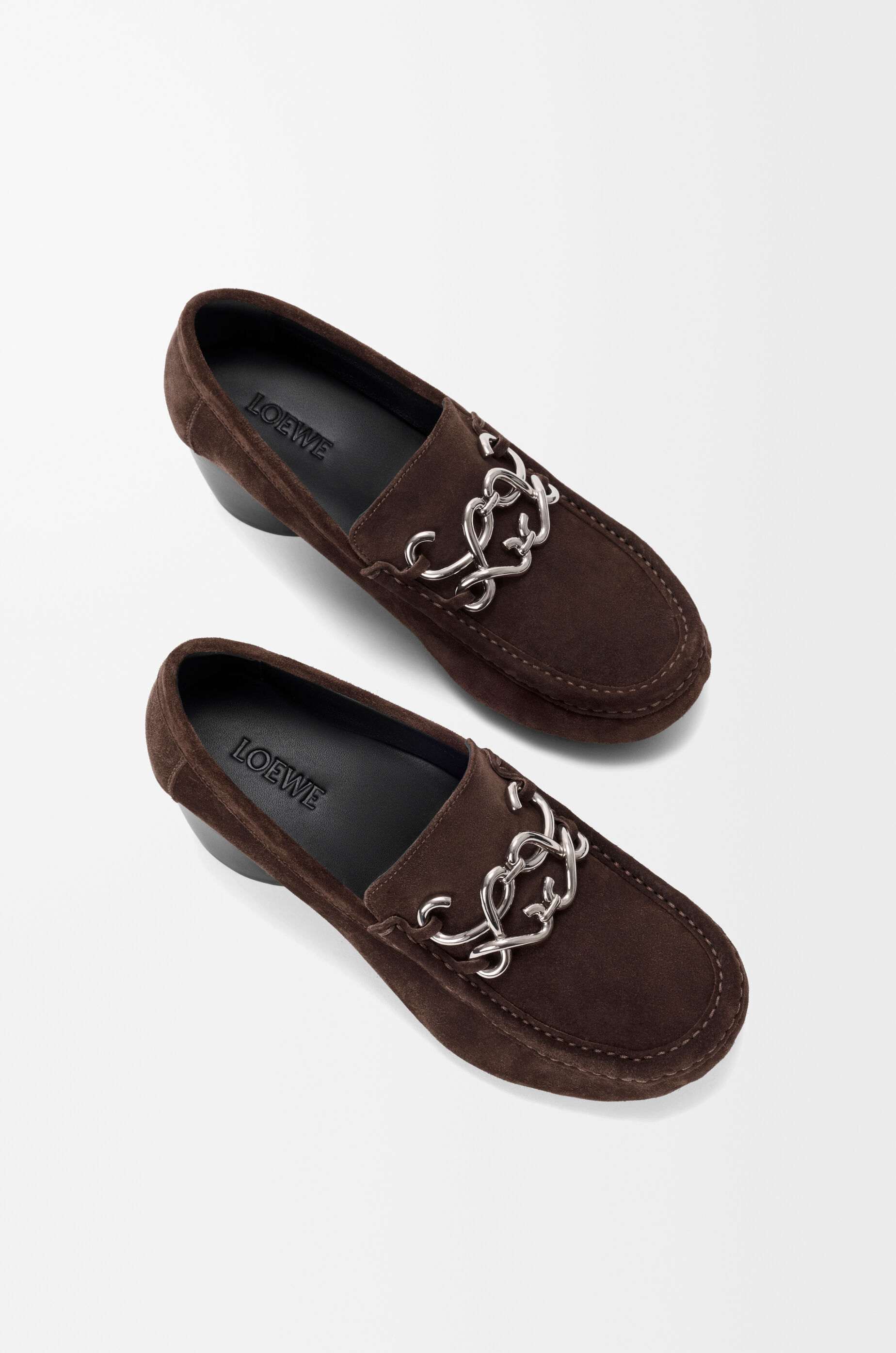 Oval Double L loafer in suede calfskin Brown - LOEWE APAC official