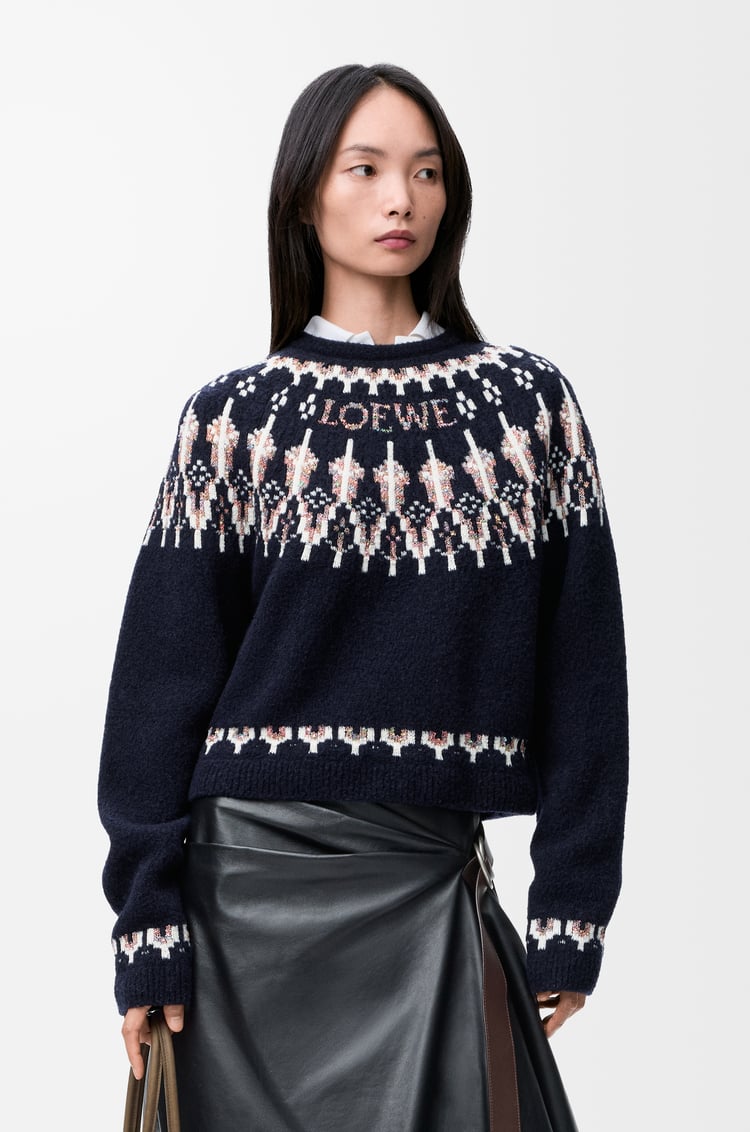 LOEWE Jersey en mezcla de lana Azul Marino/Multicolor