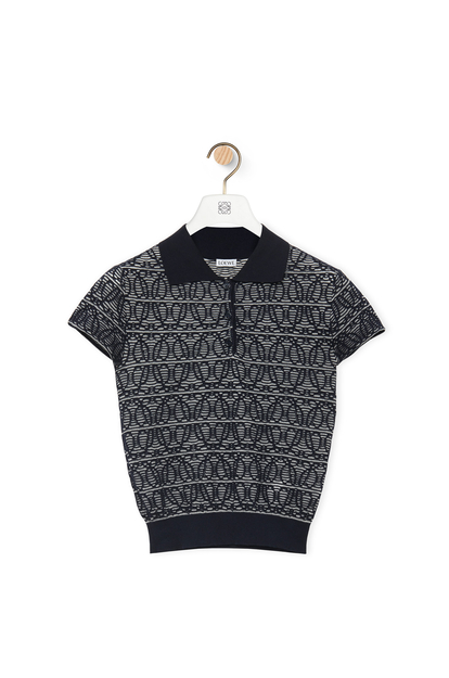LOEWE Polo sweater in cotton 海軍藍/白色
