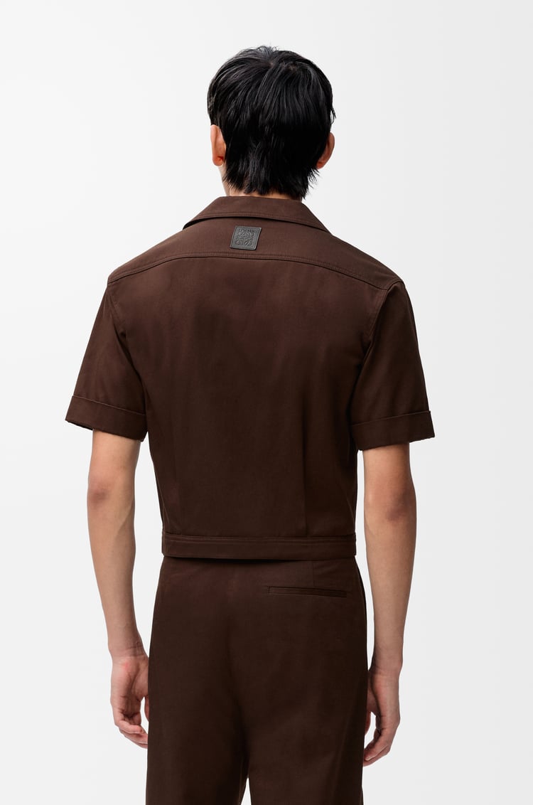 LOEWE Camisa de manga corta en algodón Marrón Chocolate