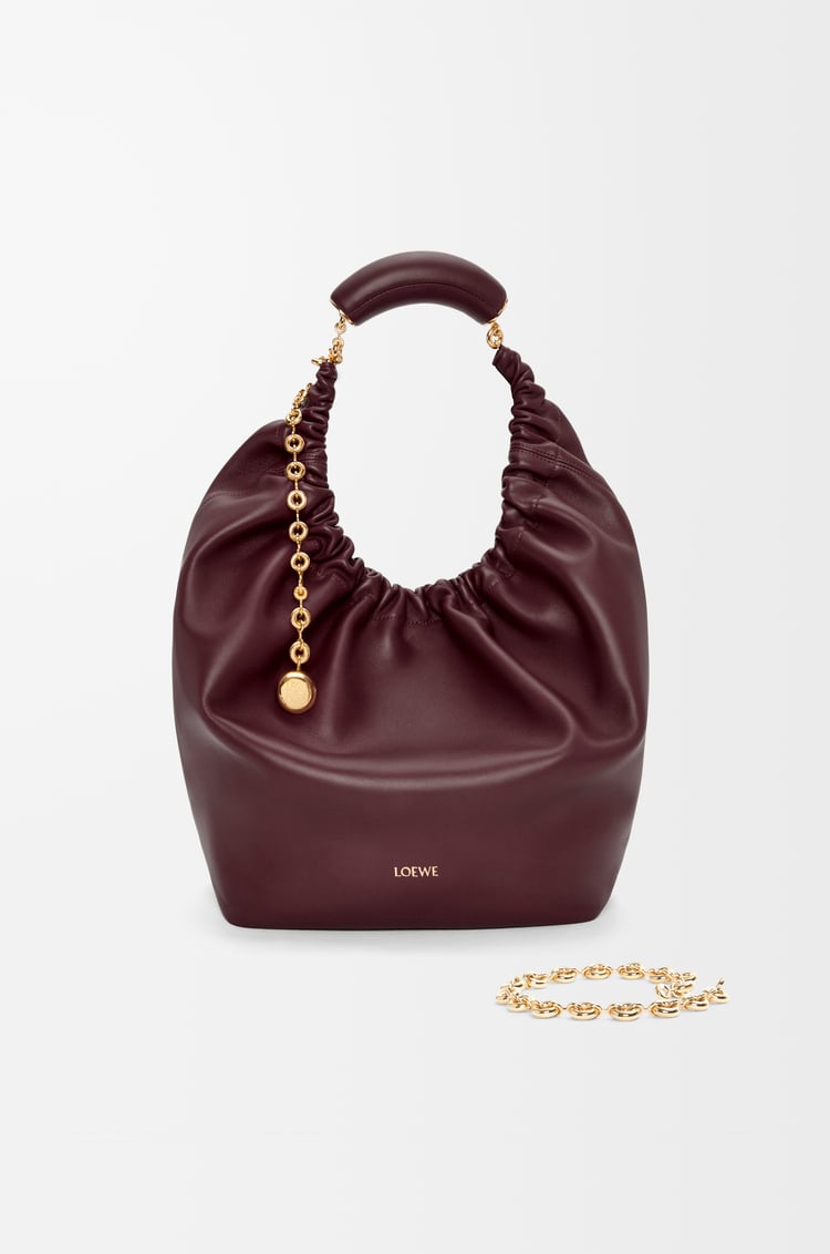 LOEWE Medium Squeeze bag in mellow nappa lambskin Dark Burgundy