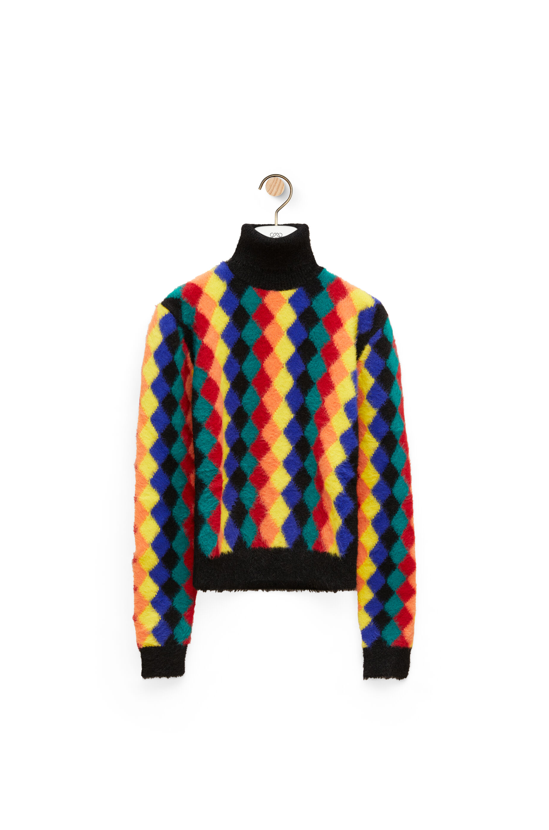 Argyle high neck sweater in nylon