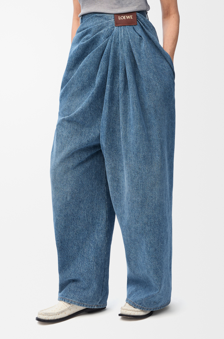 LOEWE Jeans drappeggiati in denim Blu Indaco