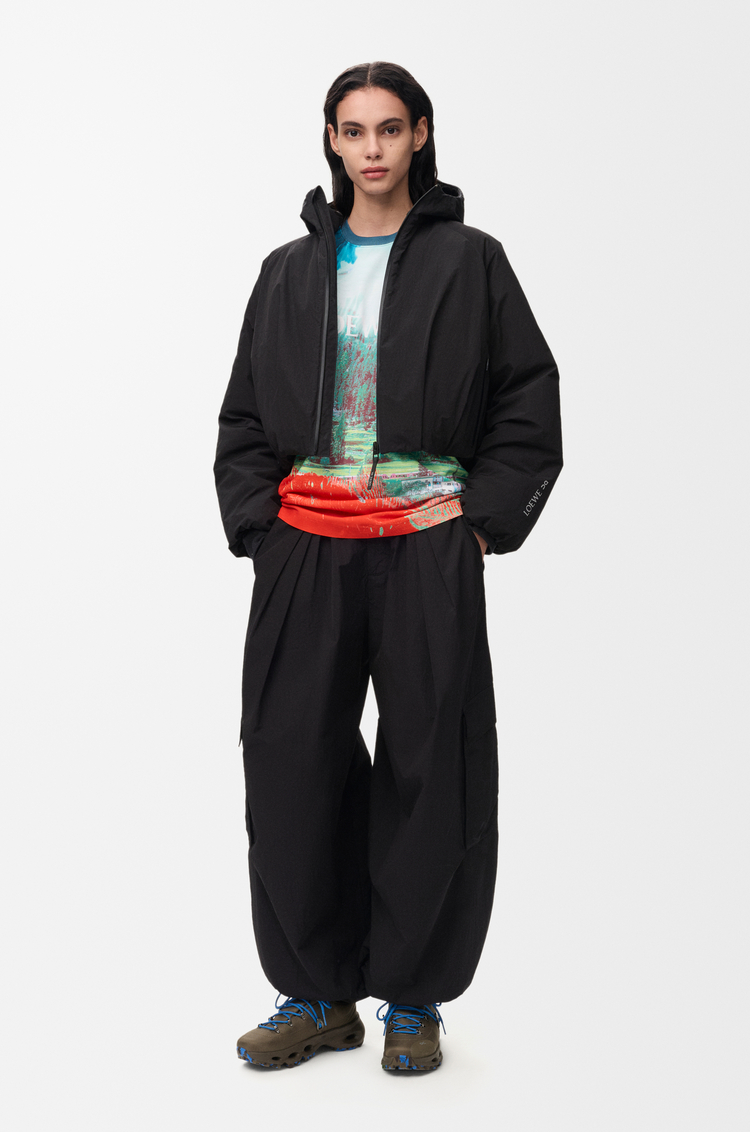 LOEWE Pleated cargo trousers in technical shell Black