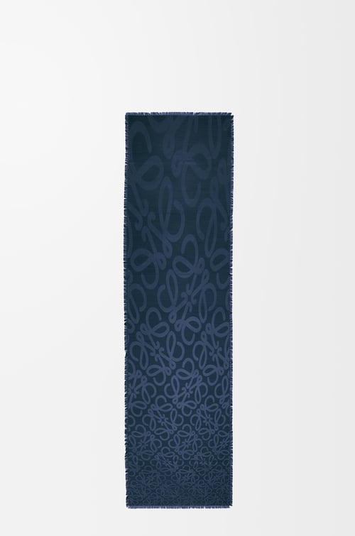 LOEWE Bufanda en seda y lana Azul Marino