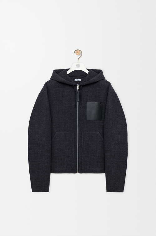 LOEWE Hooded jacket in wool blend Dark Navy Blue