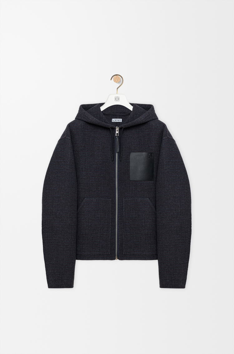 LOEWE Hooded jacket in wool blend Dark Navy Blue