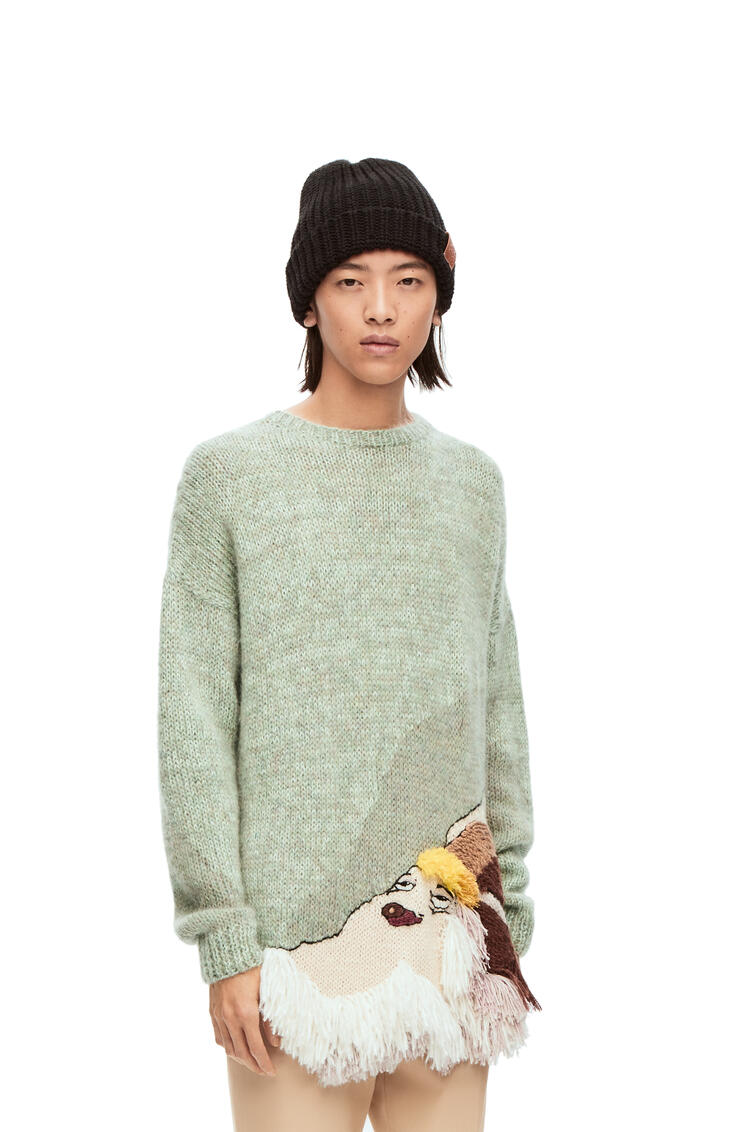 LOEWE Heen embroidered sweater in wool Aniseed Green