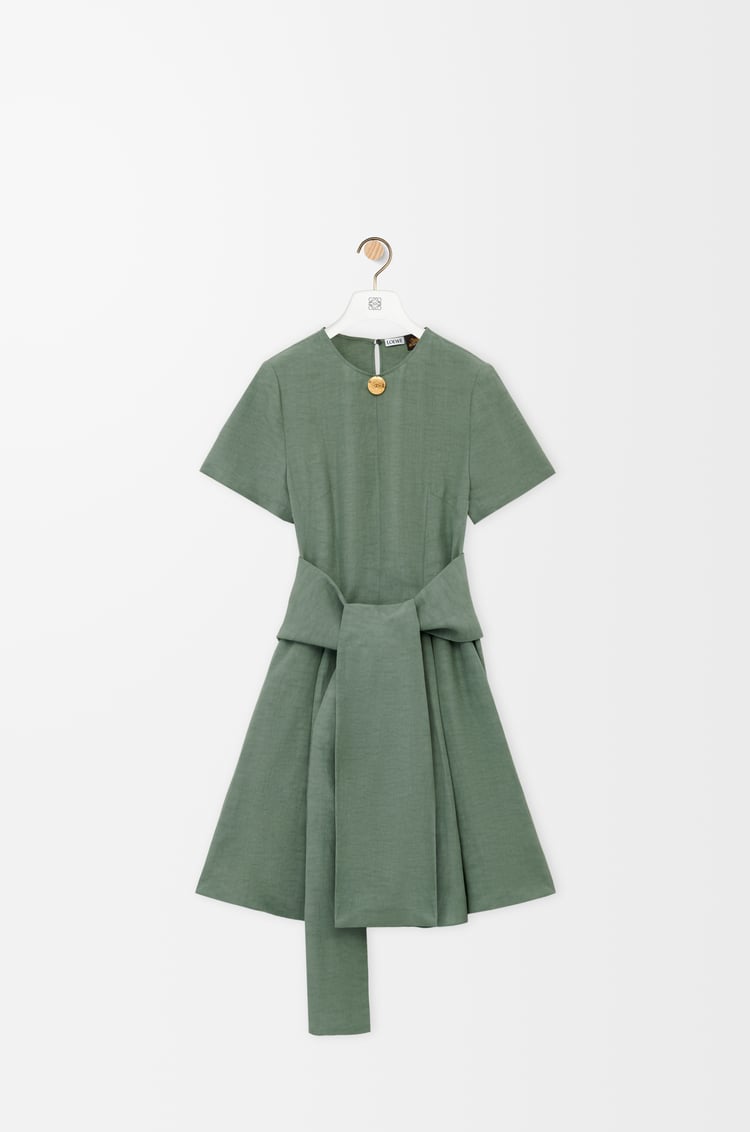 LOEWE Pebble dress in viscose and linen Sage