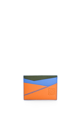 LOEWE Puzzle plain cardholder in classic calfskin Seaside Blue/Bright Orange