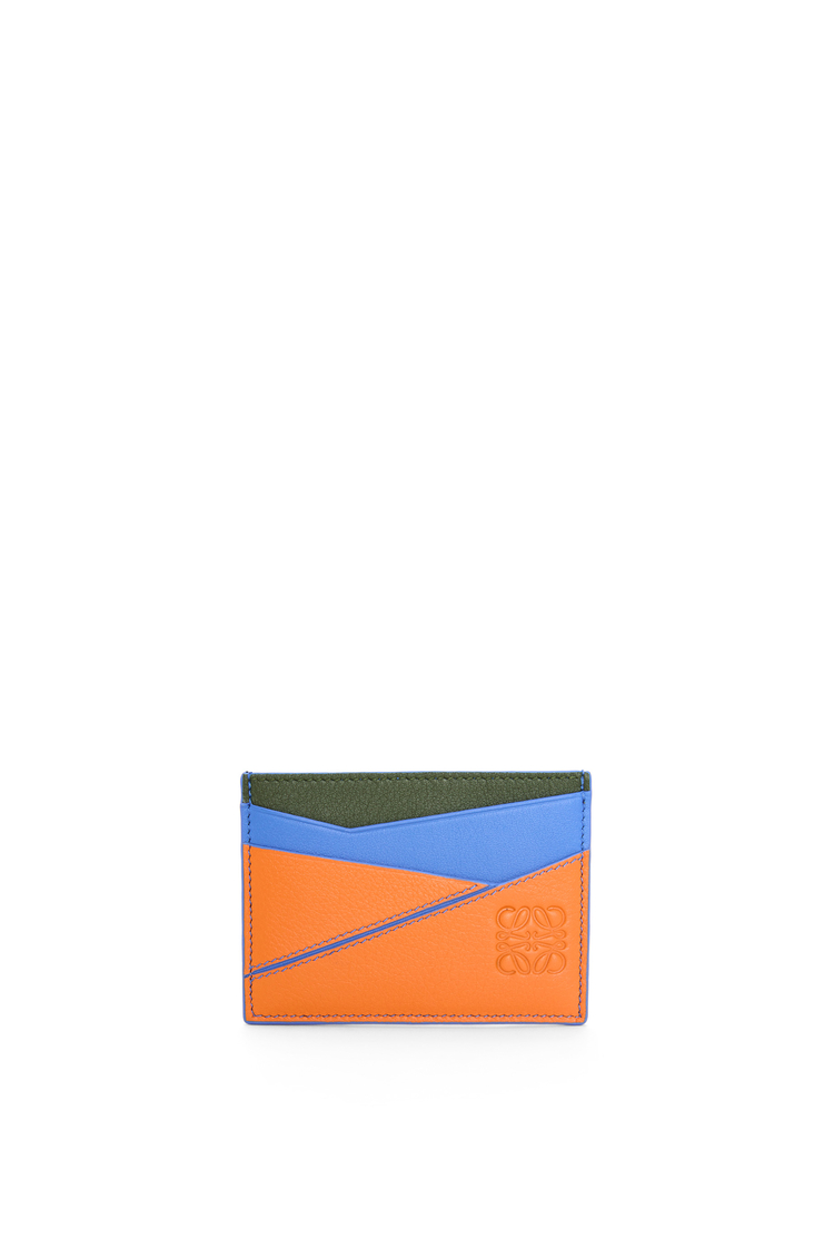 LOEWE パズル プレーン カードホルダー（クラシックカーフ） シーサイドブルー/ブライトオレンジ
