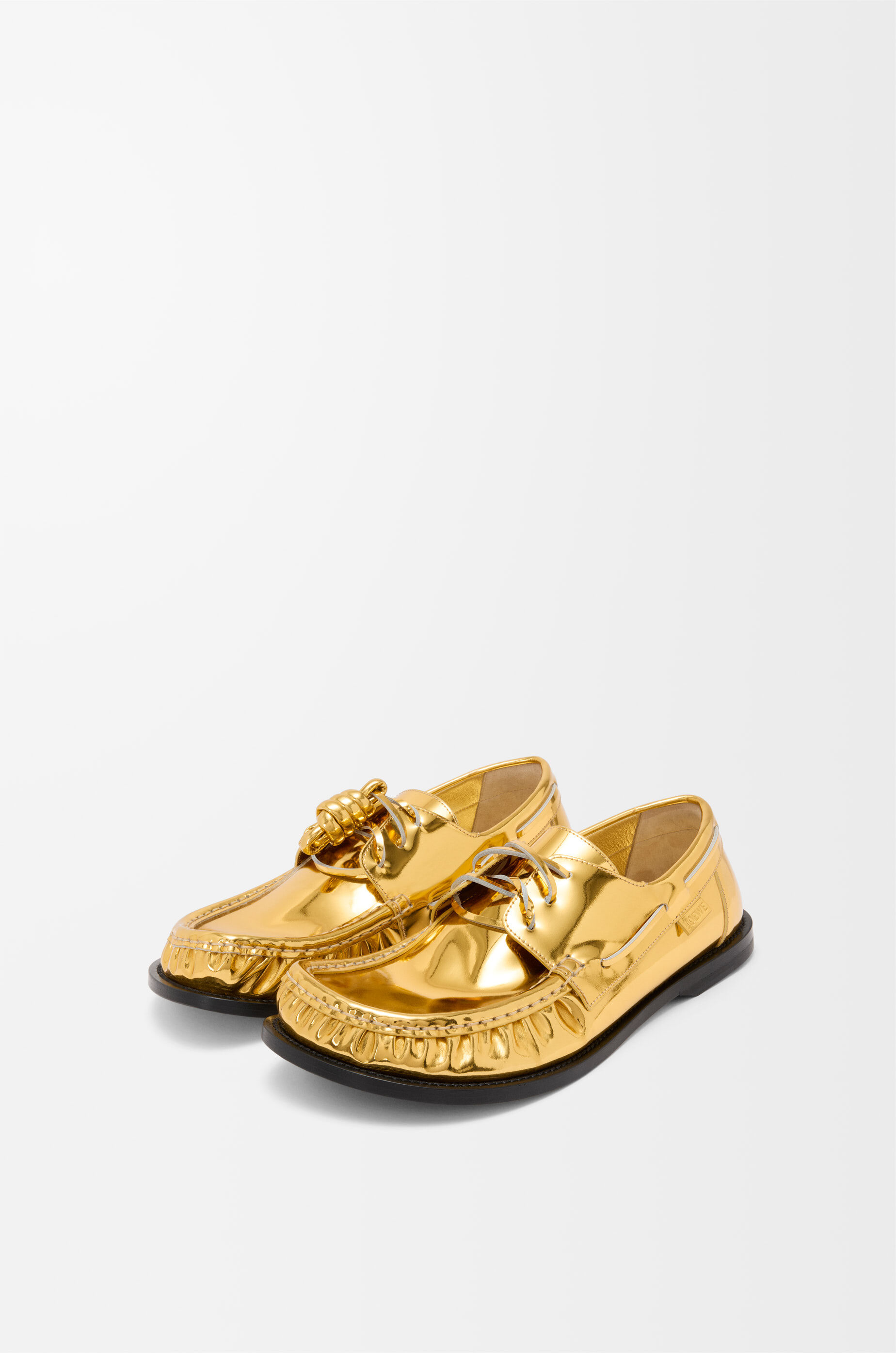 Campo boat shoe in metallic calfskin Gold - LOEWE