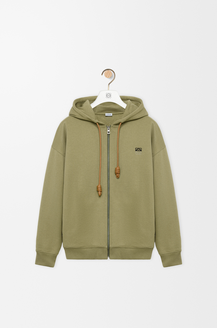 LOEWE Zip-up hoodie in cotton Khaki Green