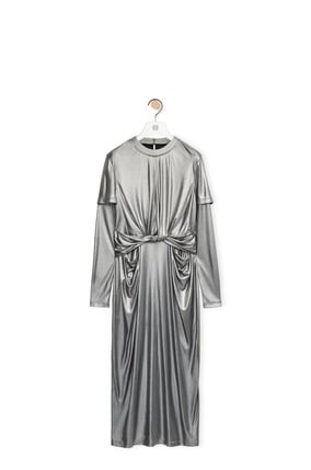 LOEWE Draped dress in laminated jersey Black/Silver