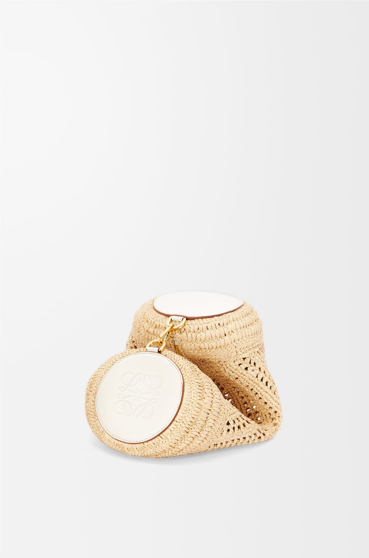 LOEWE Bracelet pouch in raffia and calfskin Natural/Soft White