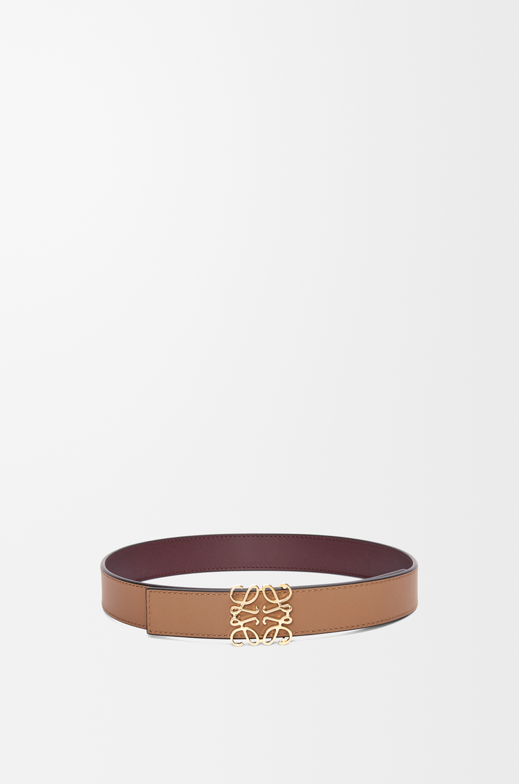 LOEWE Reversible Anagram belt in smooth calfskin Burgundy/Gold