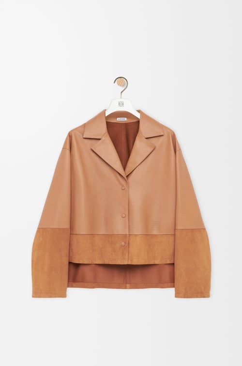 LOEWE Pyjama blouse in nappa lambskin and suede goatskin Toffee