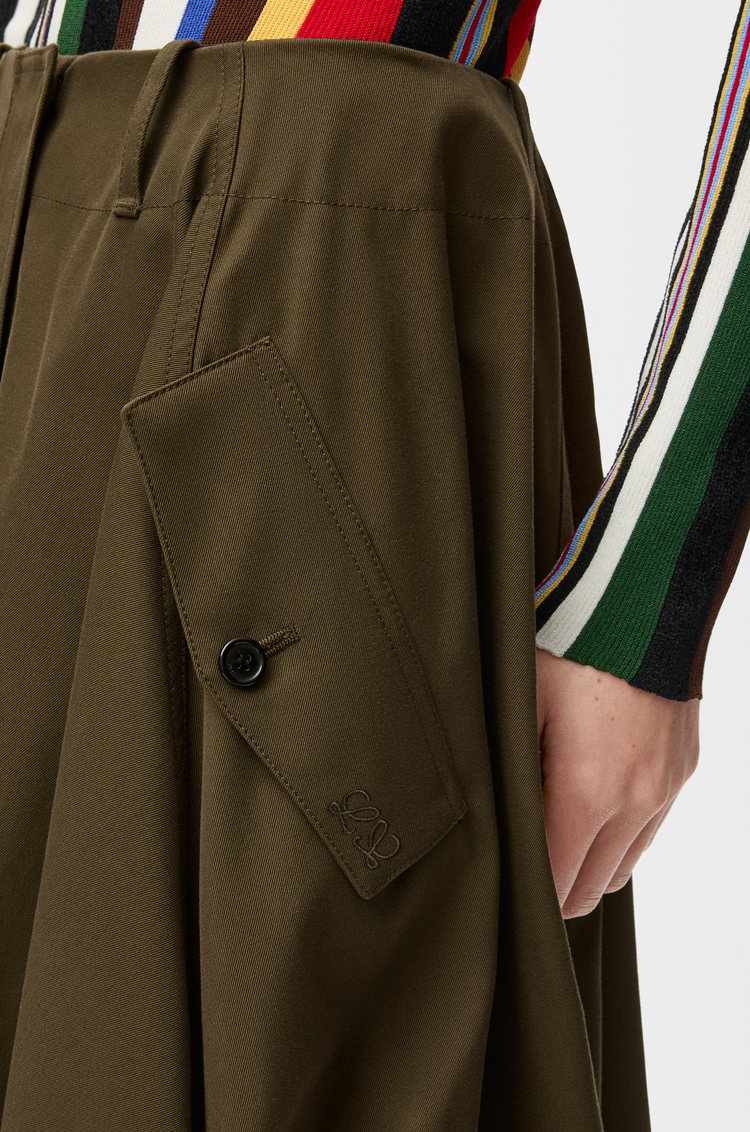 LOEWE 棉質和真絲裙子 卡其綠