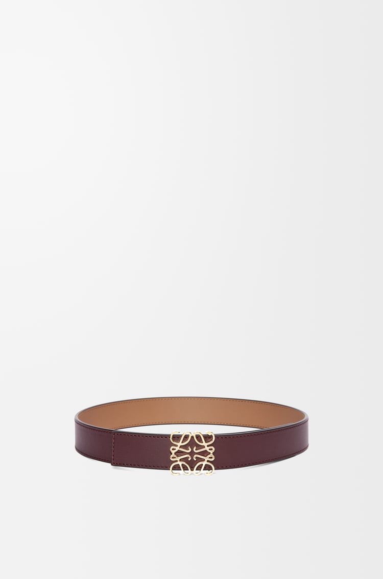 LOEWE 光滑小牛皮 Anagram 雙面皮帶 勃根地紅/金色