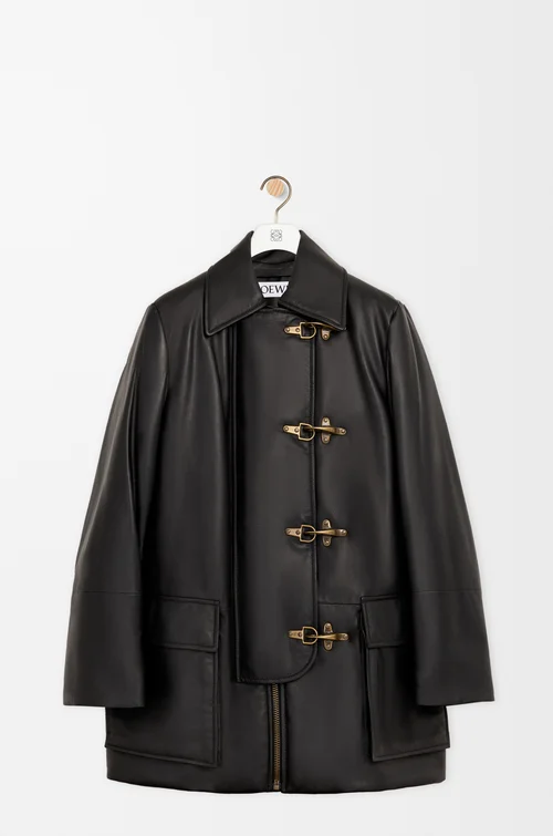 LOEWE Abrigo en piel napa de cordero Negro
