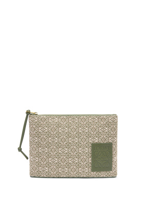 LOEWE Oblong pouch in Anagram jacquard and calfskin Green/Avocado Green