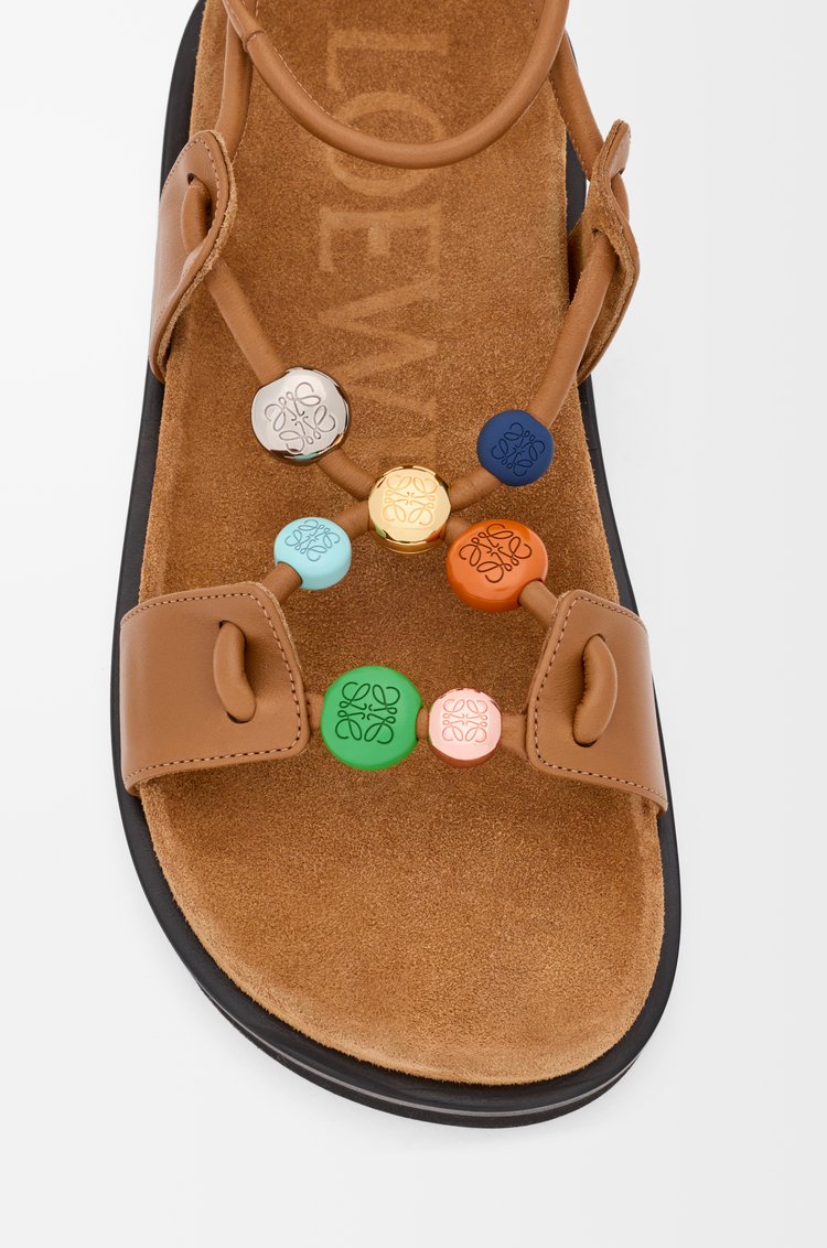 LOEWE 纳帕羊皮革 Pebble Beads fussbett 凉鞋 驼色