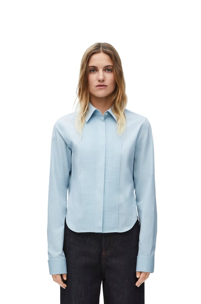 LOEWE Camisa plisada en algodón Azul Empolvado plp_rd