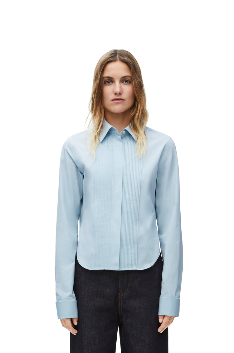 LOEWE Pleated shirt in cotton Dusty Blue