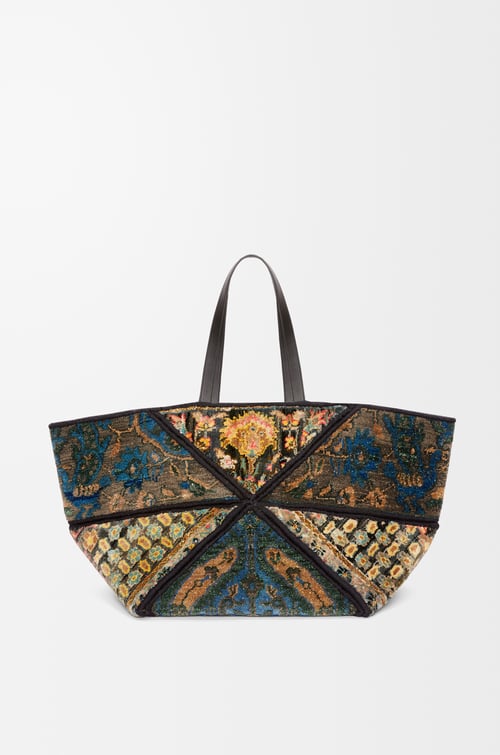 LOEWE 카펫 XL 퍼즐 폴드 토트백 - 실크 & 울 멀티컬러