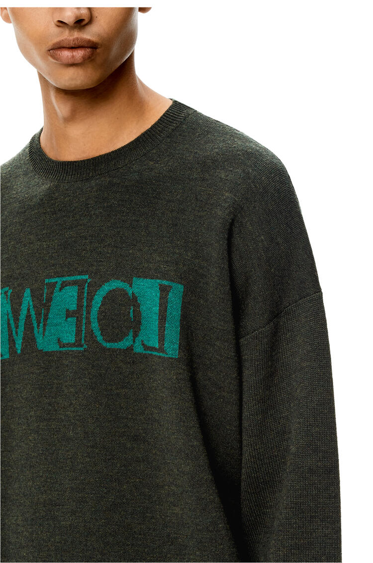 LOEWE Mirror LOEWE logo sweater in wool Khaki Green/Green pdp_rd