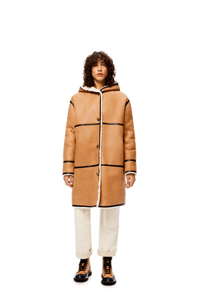 LOEWE Hooded coat in shearling Beige/Dark Brown plp_rd